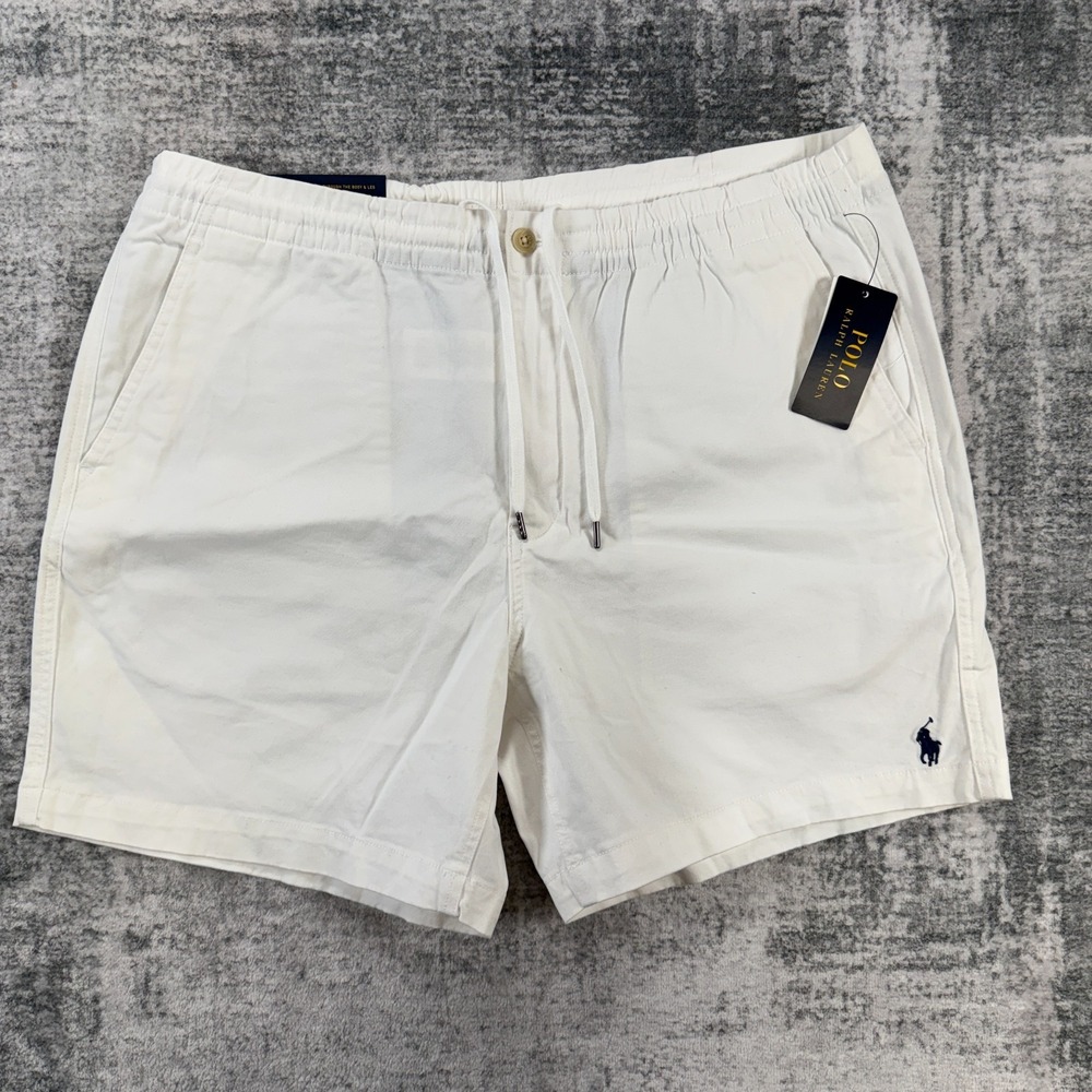 Polo Ralph Lauren Shorts Mens XL White Classic Prepster Elastic Waist Drawstring